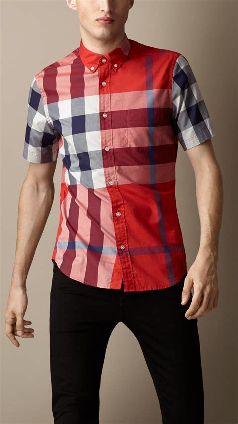 red Burberry shirts for men